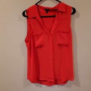 Red button down tank top blouse